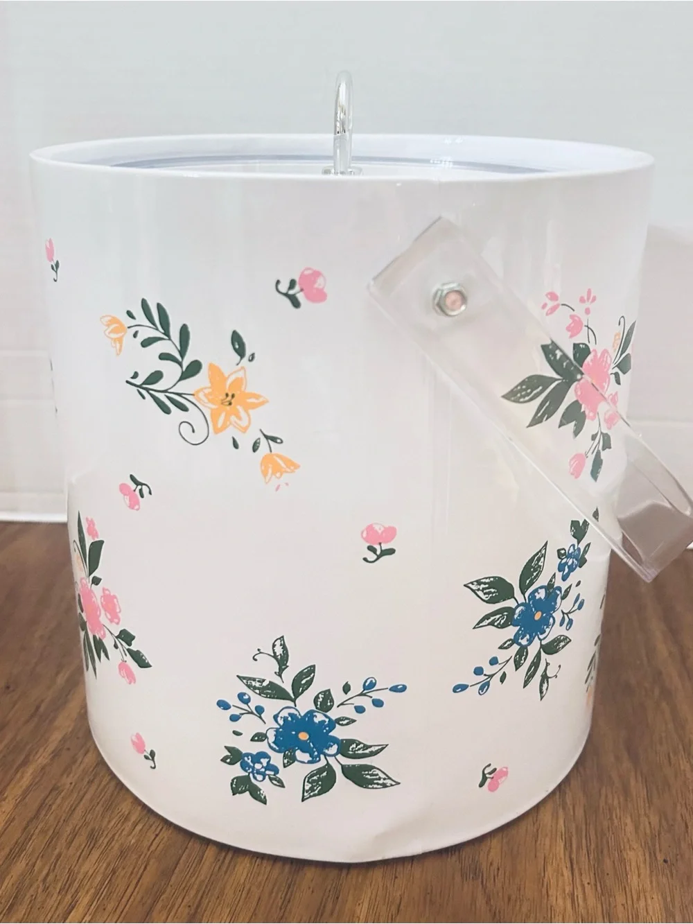 Vintage Coquette Girl Floral Cottagecore Ice Bucket with Clear Lid and Handle